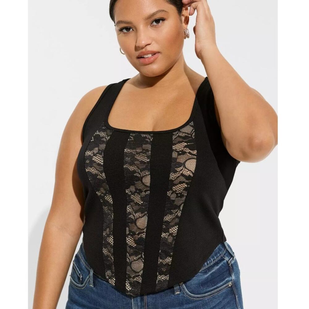Torrid Womens Corset Lace Tank Plus Size 00X Whimsygoth Steampunk Stretch Gothic